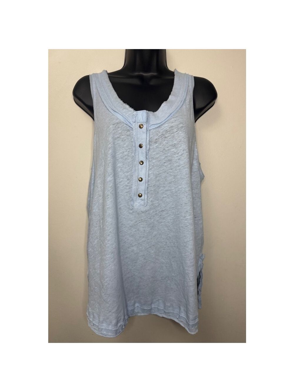We The Free Tank Linen & Cotton Blend Top Size S Blue